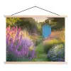 Tuinhuisje - Blauw - Bloemen textielposter latten blank klein -3d