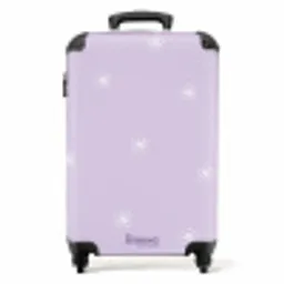 Paarse achtergrond met witte bloemen NBS - Handbagage koffer - Unisex middel -productfoto_recht