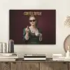 Koffie - Vrouw - Middelvinger PET vilt klein -sfeer1