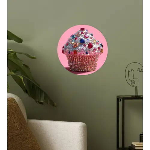 Cupcake - Kleurrijk - Edelstenen Wandcirkel behangsticker klein -sfeer2
