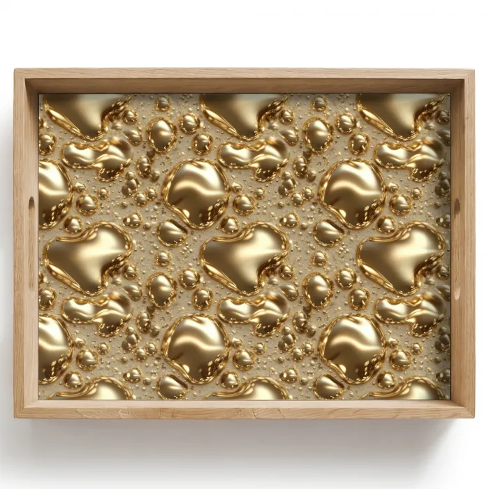 Druppels - Organisch - Goud Dienblad Rechthoek middel 911 -z3d_shopping