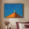 Meeuw - Gebouw - Lucht - Geschilderd Textielframe zwart klein -sfeer1