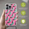 Bananen - Patroon - Blauw - Roze Hoesje iPhone 16 Pro Max met koord klein -sfeer2_NL