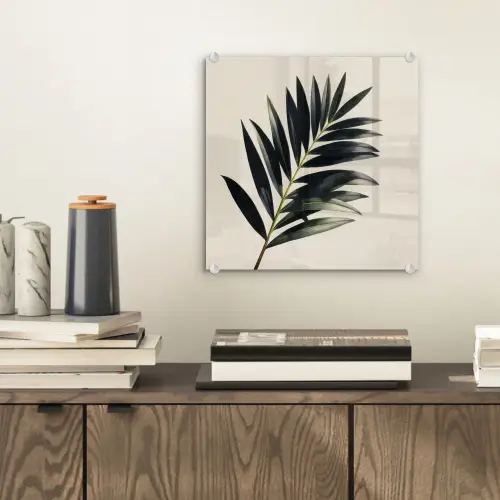 Palmblad - Subtiel - Groen - beige plexiglas 5mm klein -sfeer1