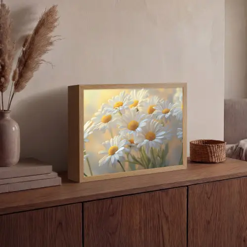Madeliefjes - Wit - Zonlicht Light Box met batterij (Wandlamp) middel -sfeer2