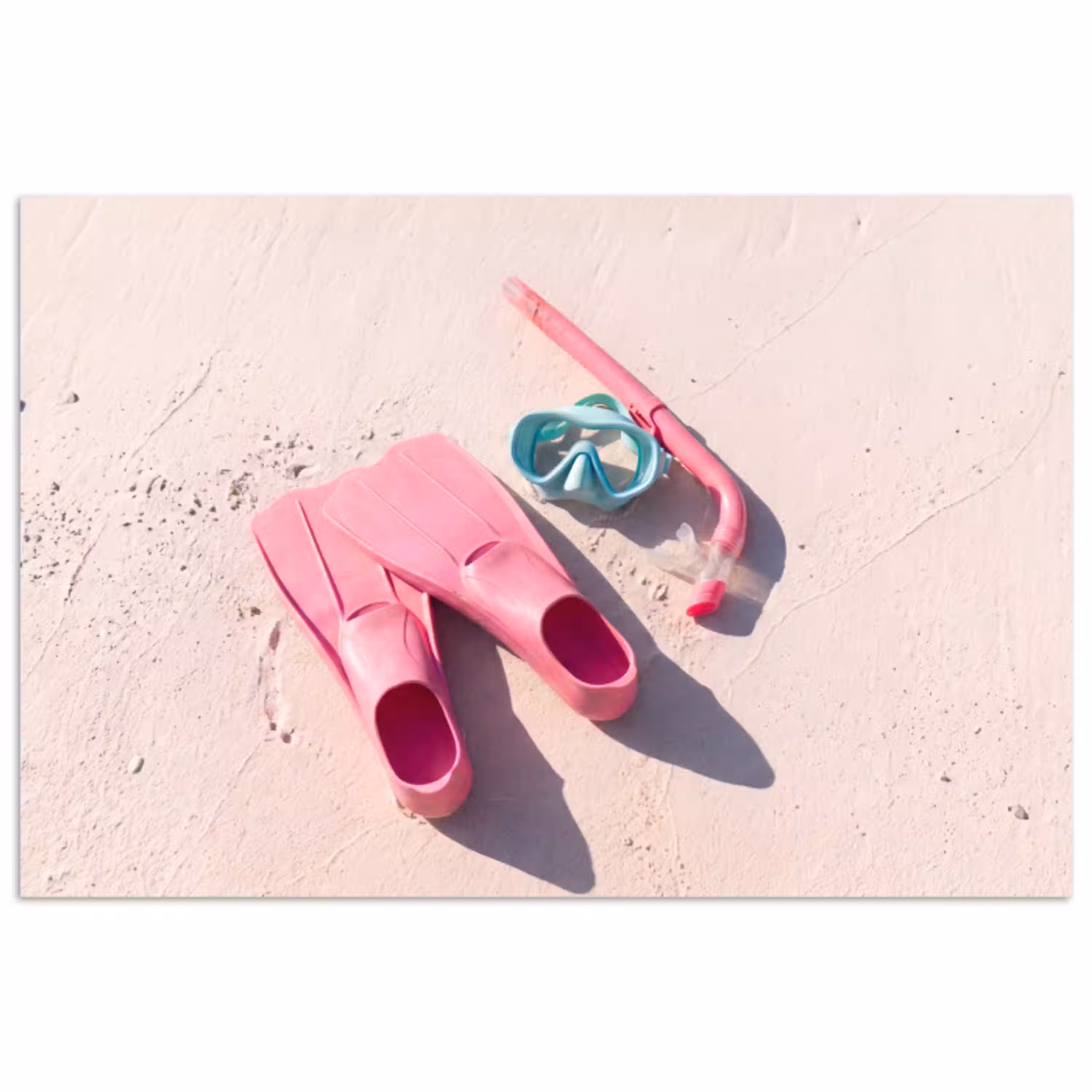 Snorkelset - Strand - Zomer - Roze poster papier klein -3d