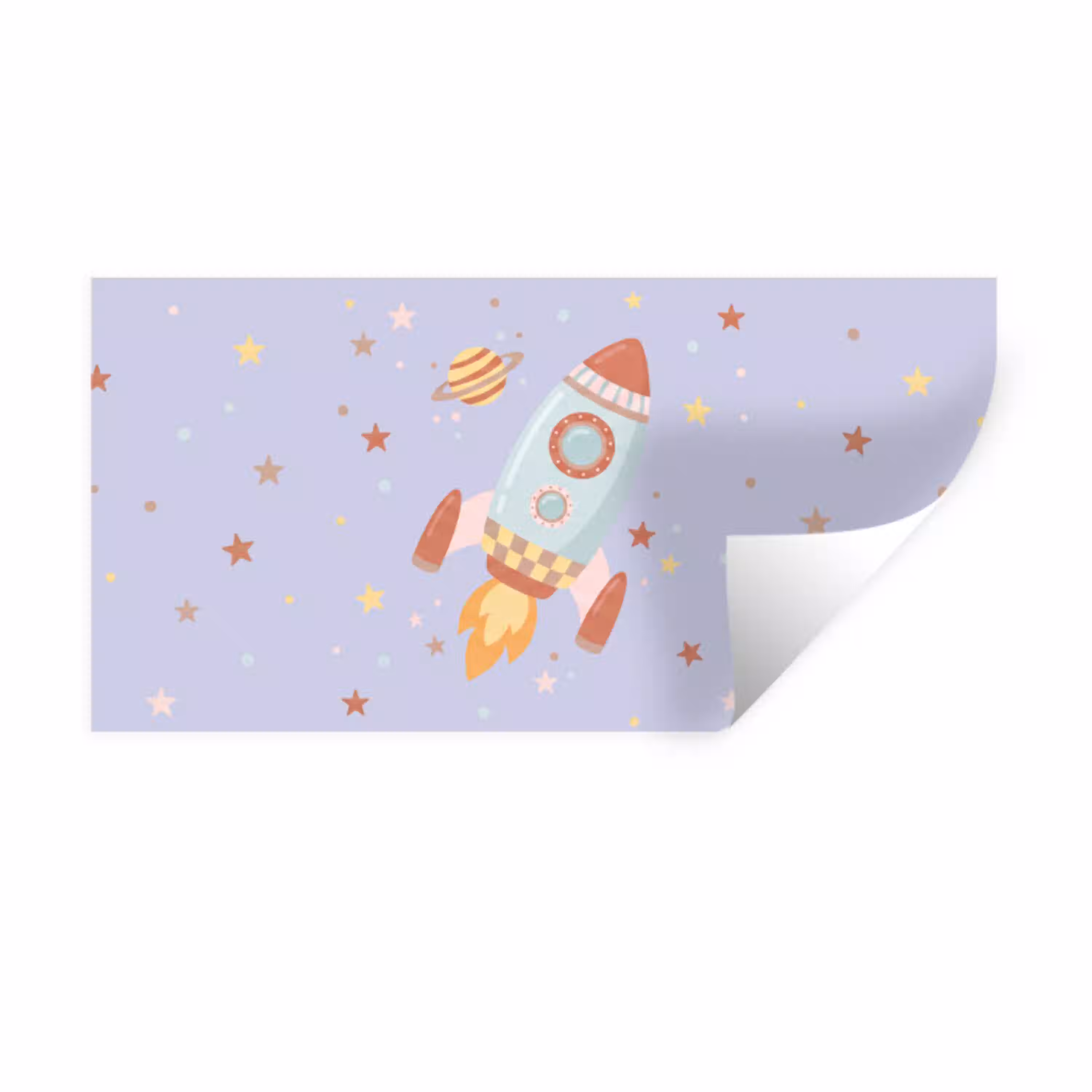 Raket - Ruimte - Planeet - Illustratie Muursticker klein -3d