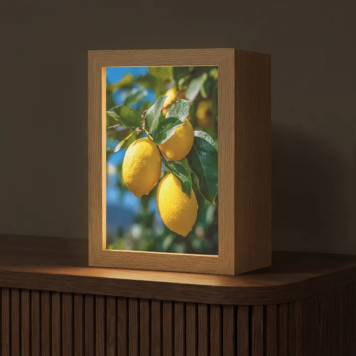 Citroenen - Bladeren - Blauwe lucht Light Box met kabel (Tafellamp) klein -z3d_website