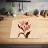 Minimalistisch - Bloem - Bladeren - Beige Inductie beschermer vinyl 3mm middel -sfeer5