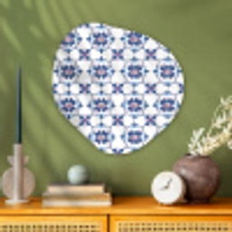 Modern - Patroon - Blauw - Roze Wandcirkel Organisch Aluminium middel 851 -sfeer2