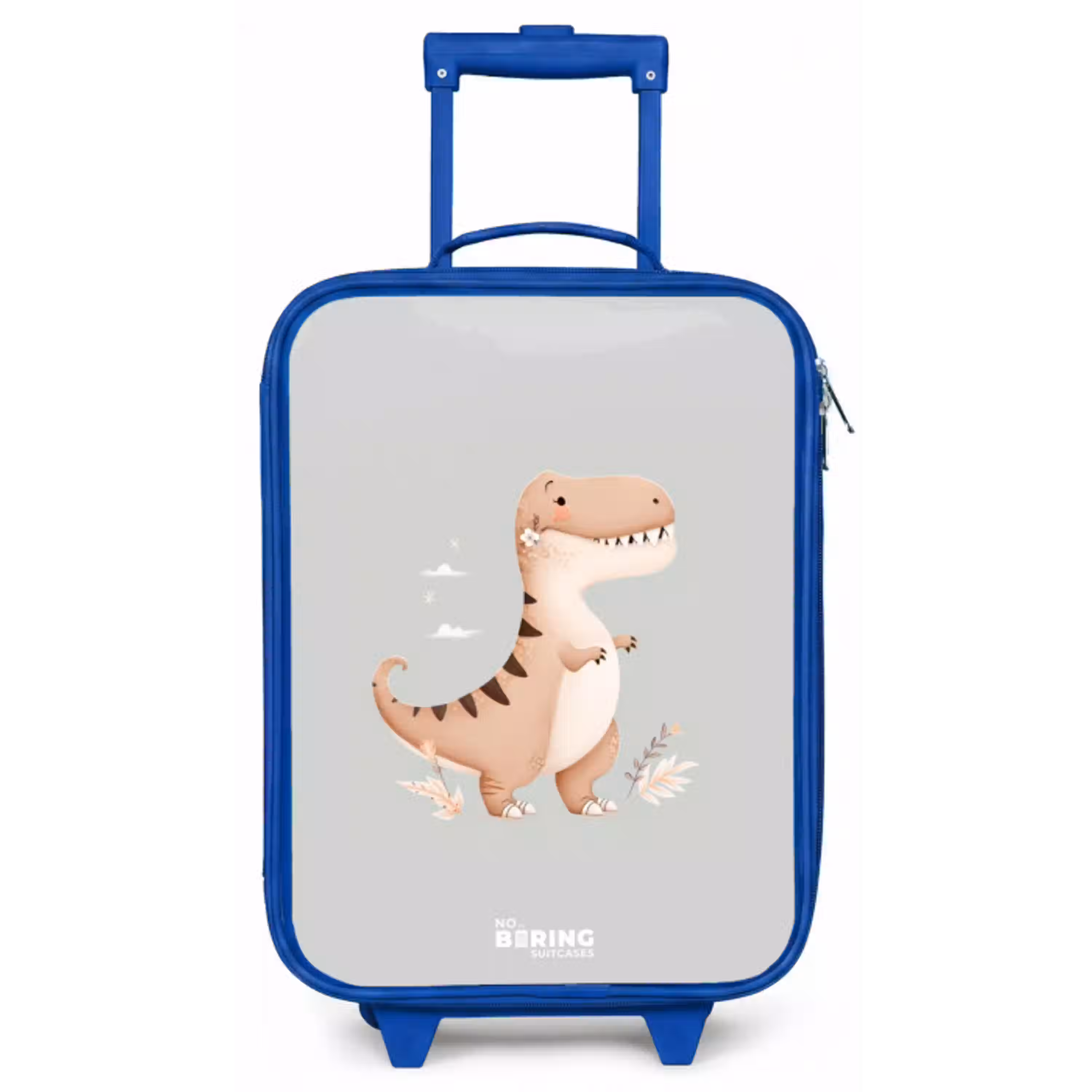 Dino in beige en grijze kleuren Kinderkoffer - Blauw klein -zz3dotto