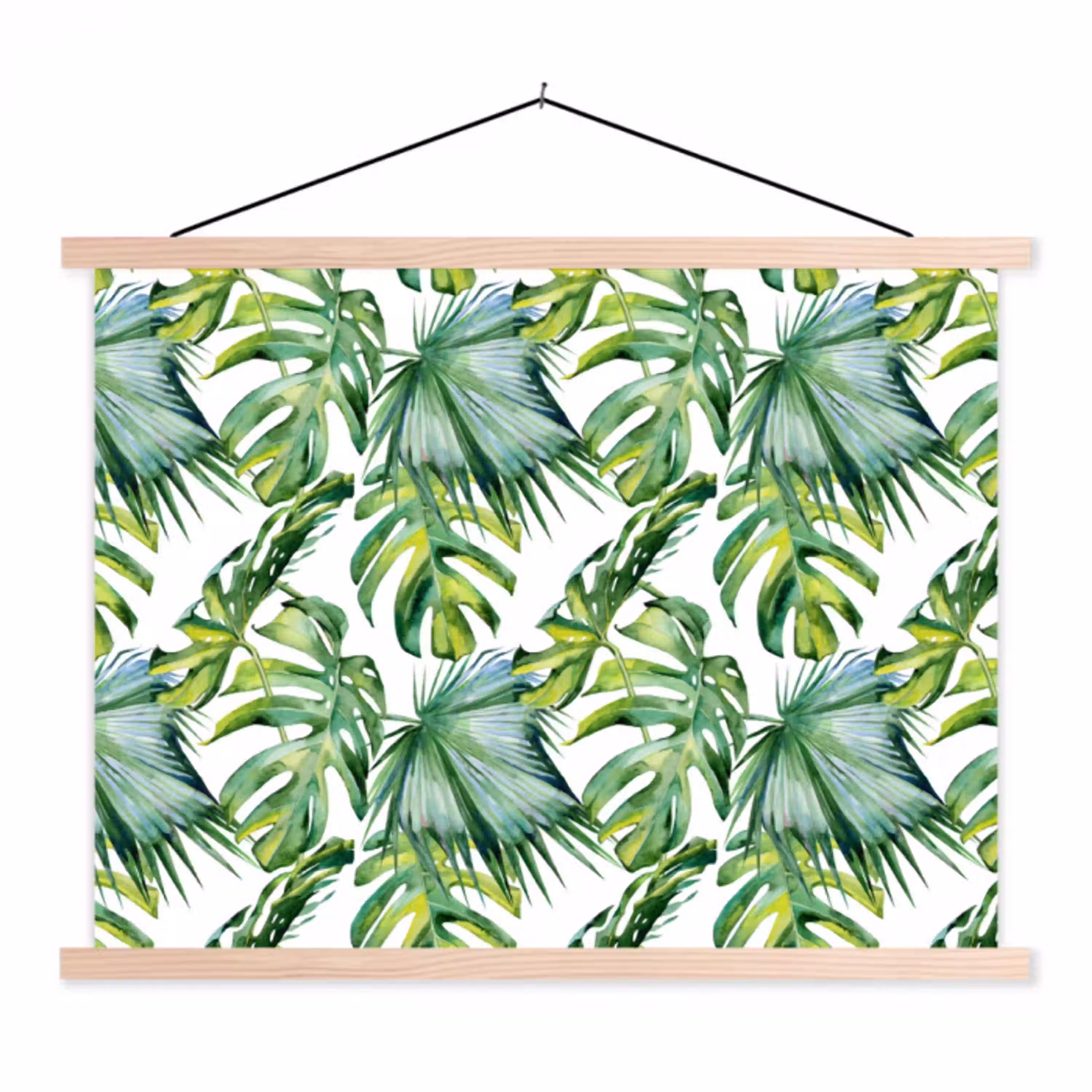 Bohemian - Bladeren - Bloemen - Tropisch textielposter latten blank klein -3d