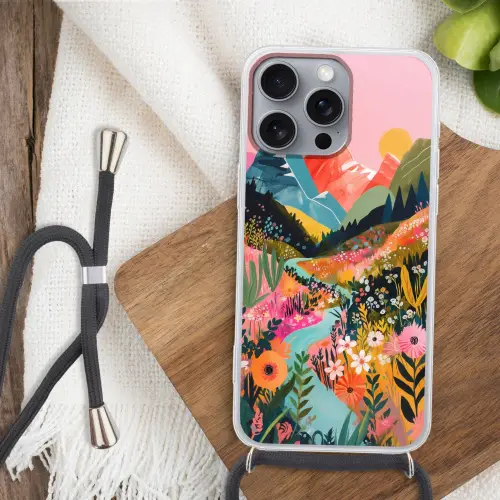 Rivier - Diepte - Bloemen Hoesje iPhone 16 Pro Max met koord klein -sfeer4