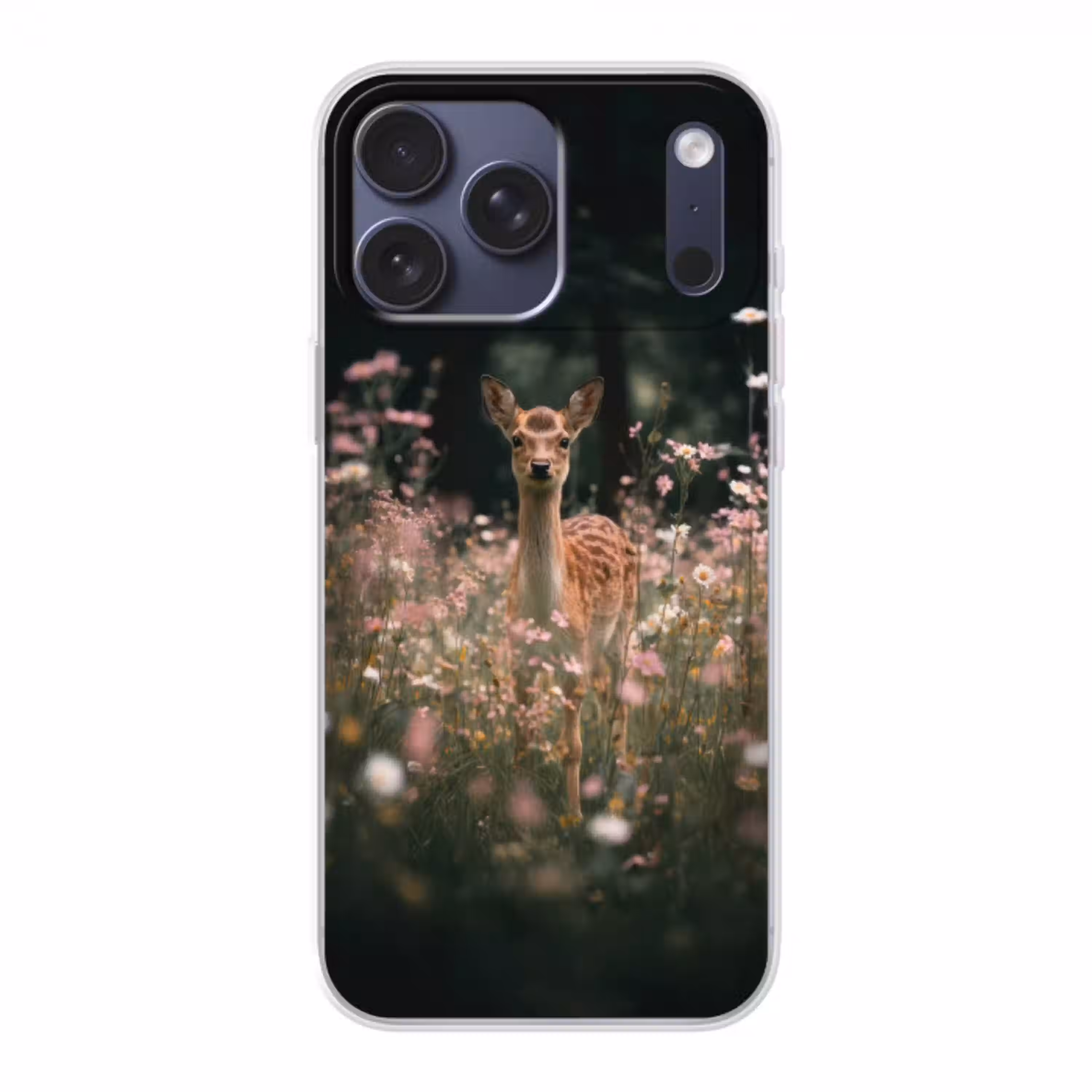 Hert - Wilde bloemen - Bos Telefoonhoesje iPhone 17 Pro Max klein -3d