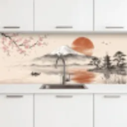 Bergtop - Meer - Bloesem keuken achterwand 2 middel -3d
