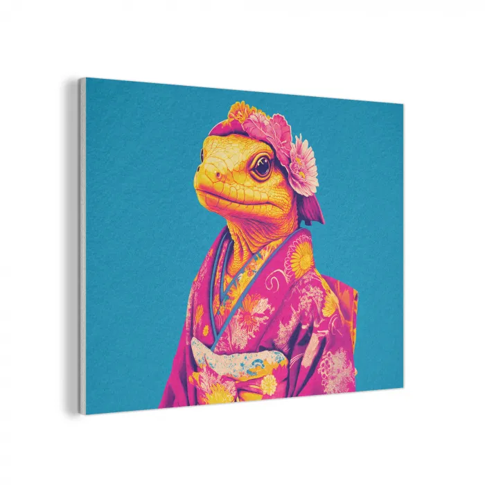 Bloemenkrans - Hagedis - Kimono - Paars PET vilt klein -3d