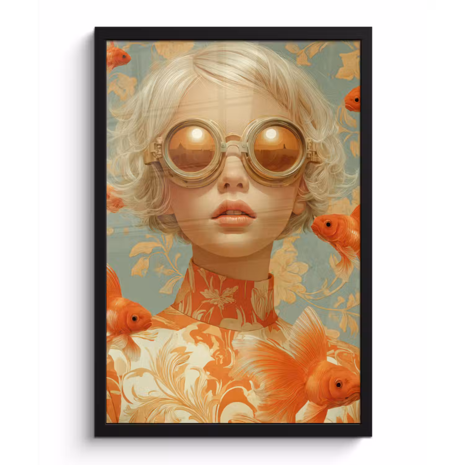 Poster met lijst - Goudvissen - Oranje - Vrouw - Blond