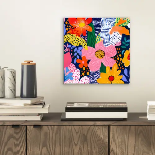 Kleurrijk - Bloemen - Abstract - Stippen aluminium wit klein -sfeer1
