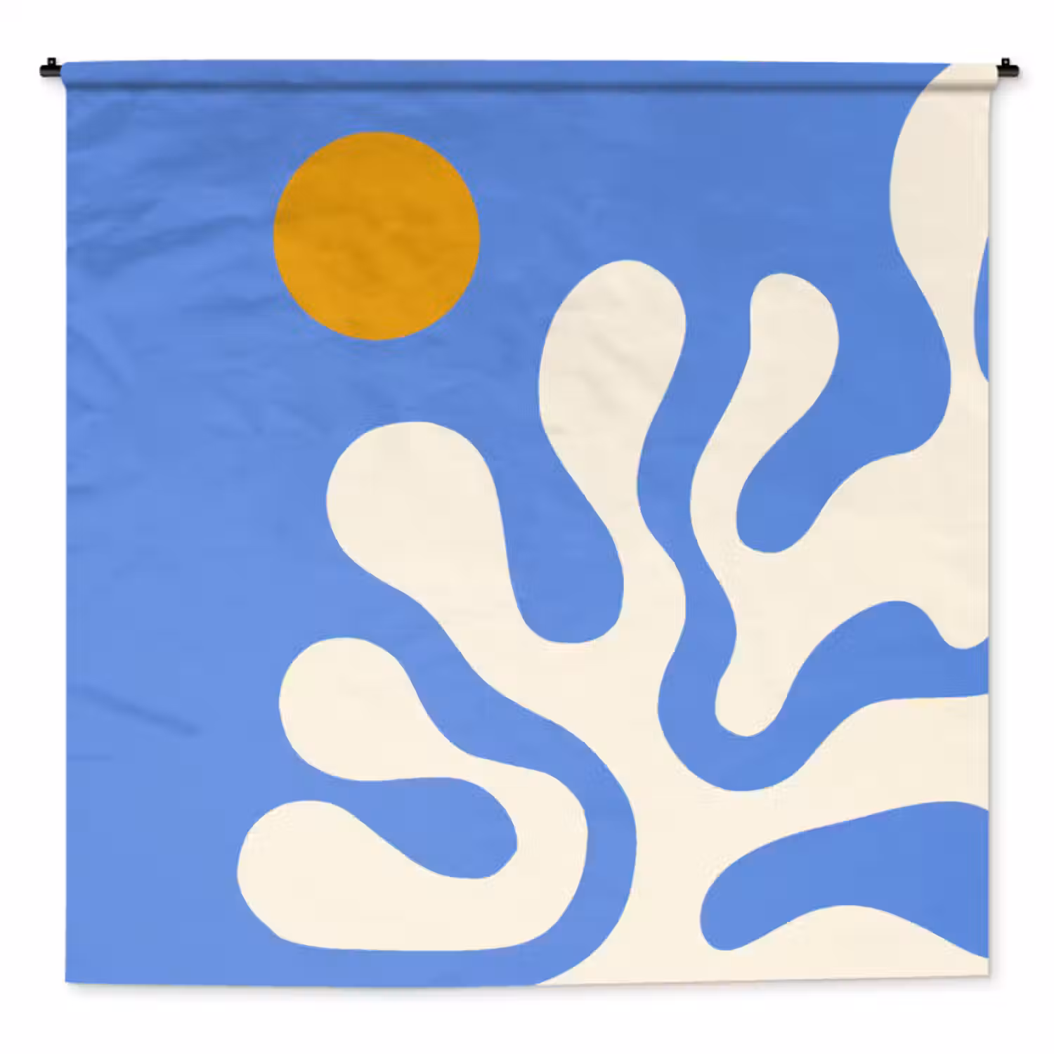 Wandkleed - Minimalistisch - Organisch patroon - Blauw