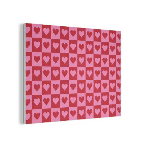 Rood - Roze - Schaakbord - Valentijn PET vilt klein -3d