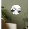 Bergen - Mistig - Water - Wit Wandcirkel behangsticker klein -sfeer2