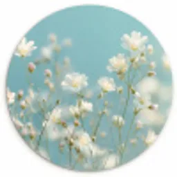 Stengels - Bloemen - Lucht - Wit Wandcirkel kunststof plaat 5mm dik klein -3d