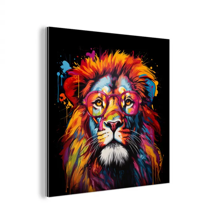 Graffiti - Leeuw - Bril - Zwart aluminium wit klein -3d