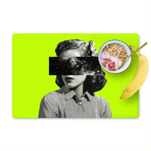 Vrouw - Sterrenhemel - Groen Placemat vinyl groot -zzzproduct_Kitchenyeah-website
