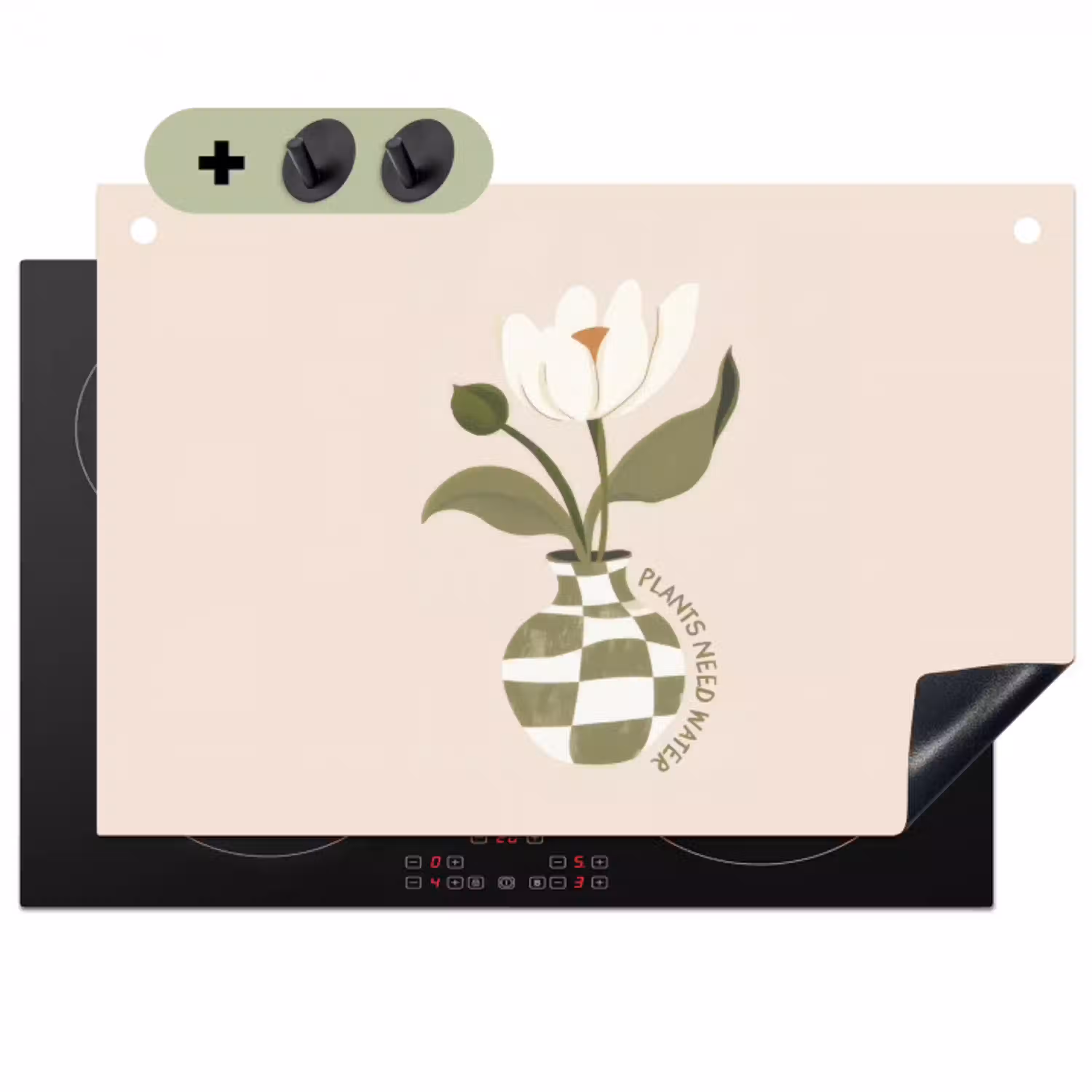 Bloem - Wit - Vaas - Quote Inductie beschemer met haakjes klein -3d