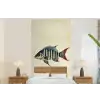 Gestreept - Donkerblauw - Rugvin - Vis fotobehang vinyl groot -bed