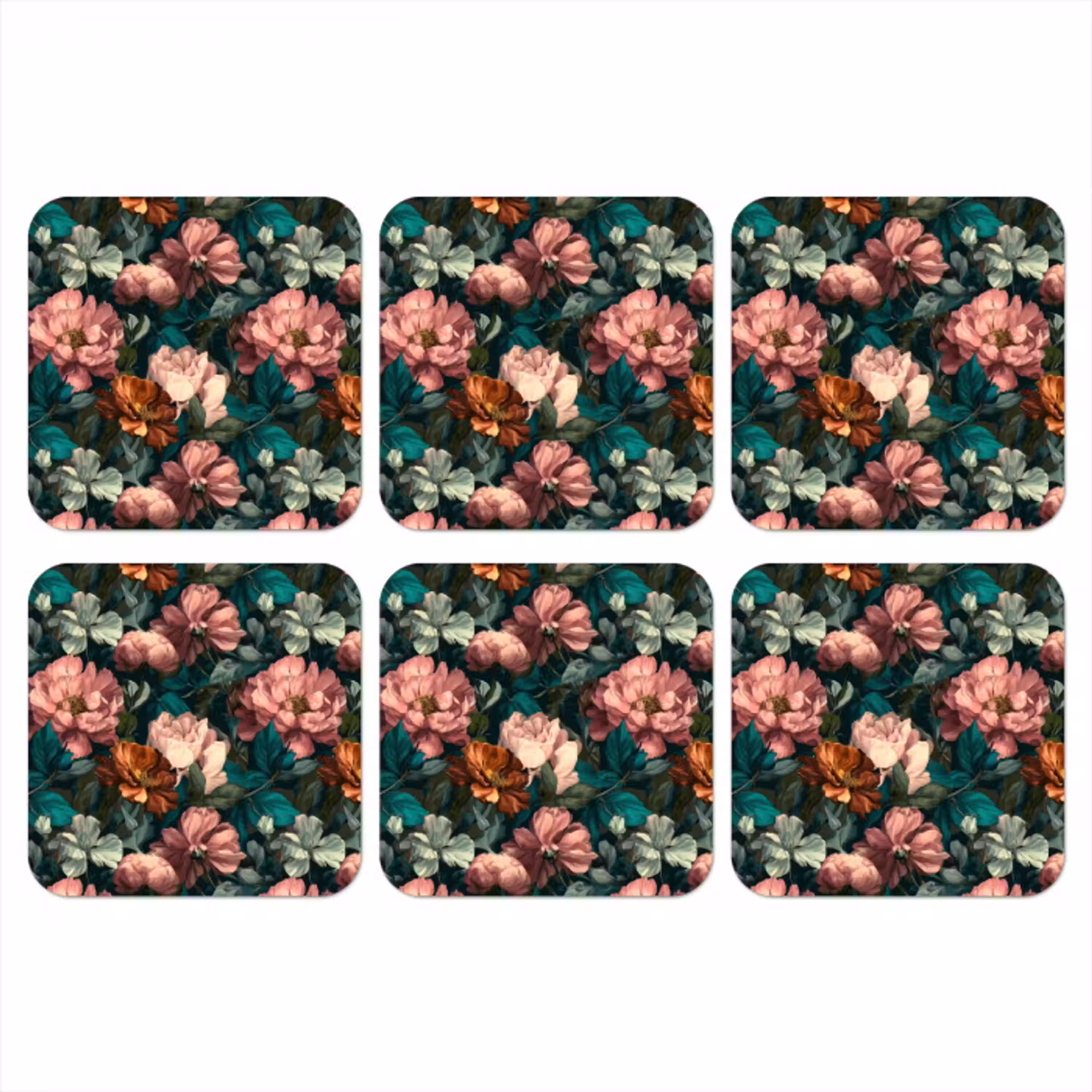 Bloemen - Schilderachtig - Patroon - Roze onderzetter kurk middel 366 -3d
