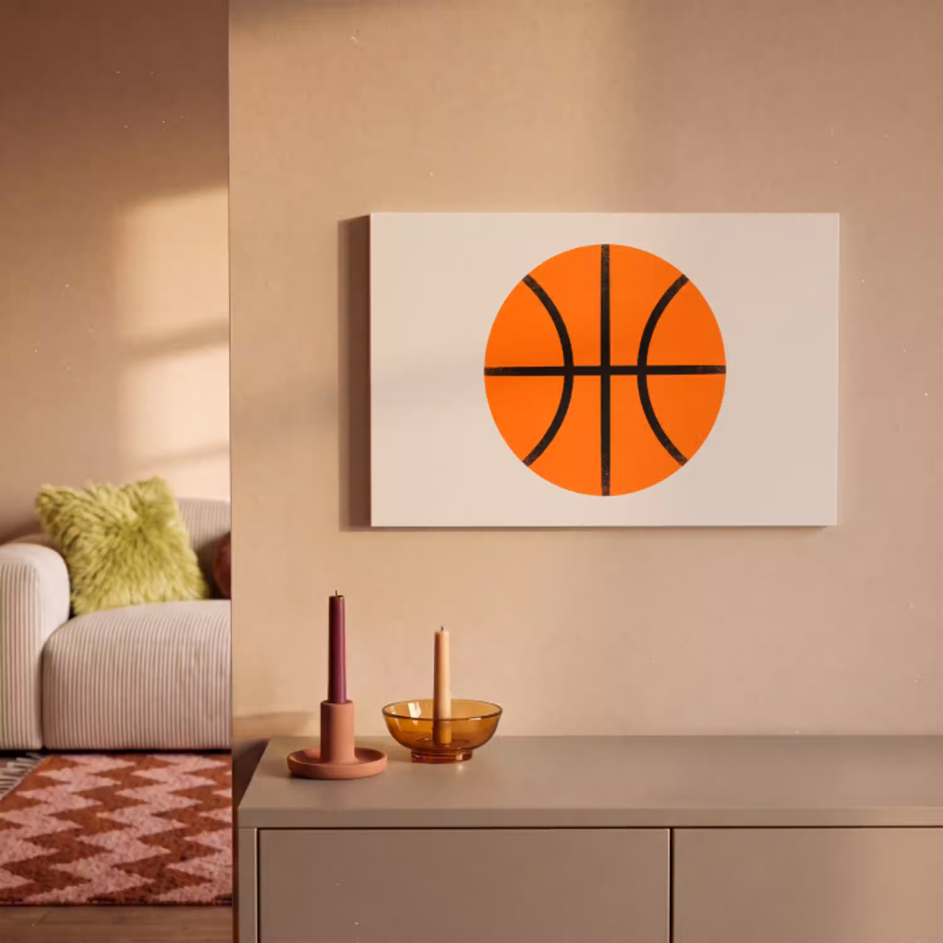 Basketbal - Bal - Sport - Illustratie - Oranje canvas 2cm klein -sfeer1