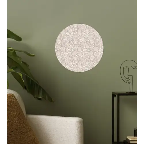 Bloemenprint - Grijs - Crème Wandcirkel behangsticker klein 186 -sfeer2