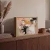 Kunst - Abstract - Beige - Verf Light Box met batterij (Wandlamp) middel -sfeer2
