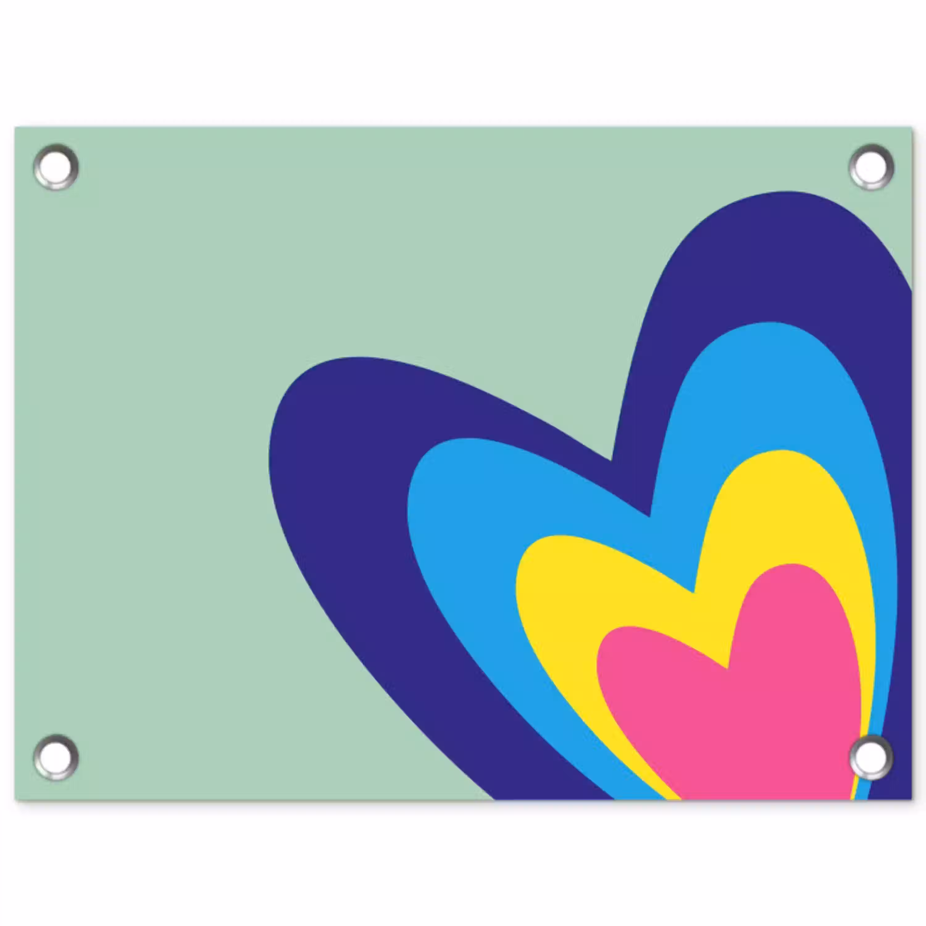 Hartjes - Kleurrijk - Valentijn tuinposter los doek klein -3d
