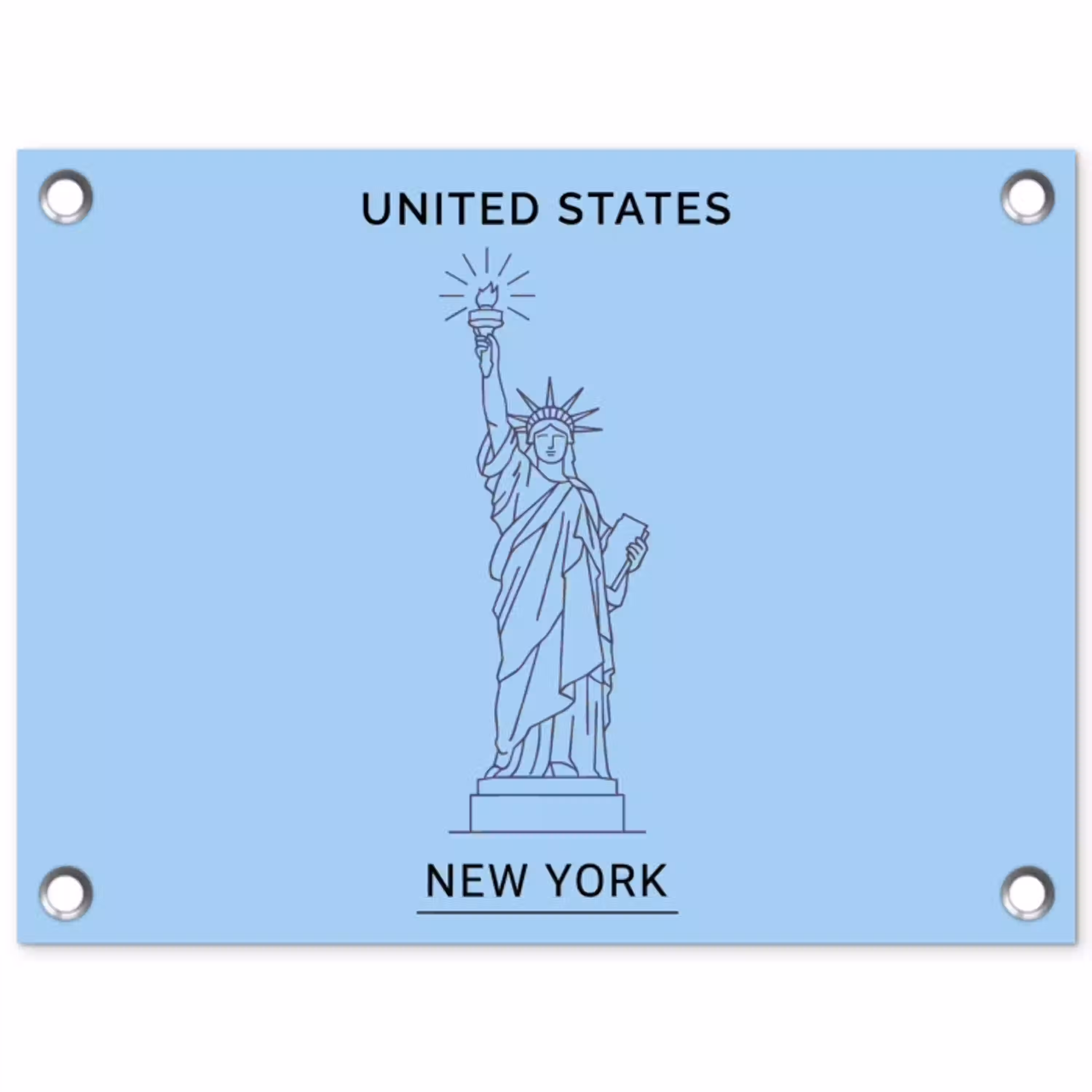 Monument - Vrijheidsbeeld - New York - Minimalistisch - Blauw tuinposter los doek klein -3d