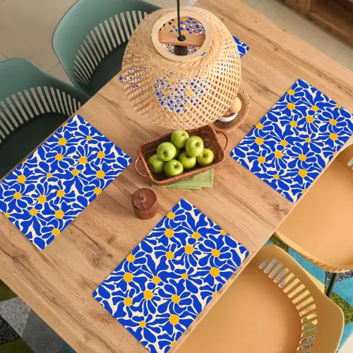 Abstract - Bloem - Blauw Placemat vinyl groot 368 -zzsfeer5_Kitchenyeah-website