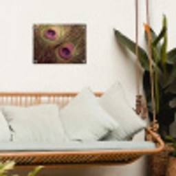 Pauw - Veren - Paars - Groen tuinposter los doek klein -sfeer7