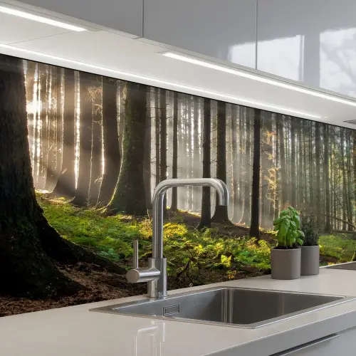Zon - Takken - Bomen - Bos - Natuur keuken achterwand 2 middel -3d_schuin