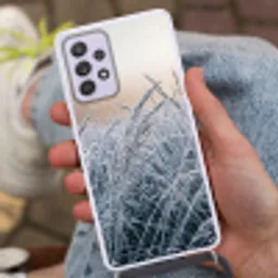 Rijp - Gras - Kristallen - Winter - Minimalistisch Hoesje Samsung Galaxy A52 5G met koord klein -sfeer3