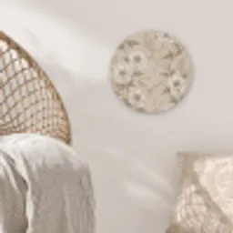 Bloemen - Patroon - Beige Akoestische PET Vilt - Rond klein -sfeer4