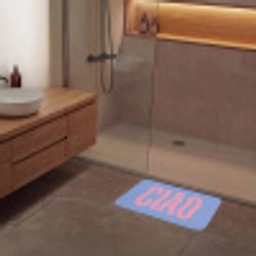 Ciao - Roze - Blauw - Golvend Badmat klein -sfeer2