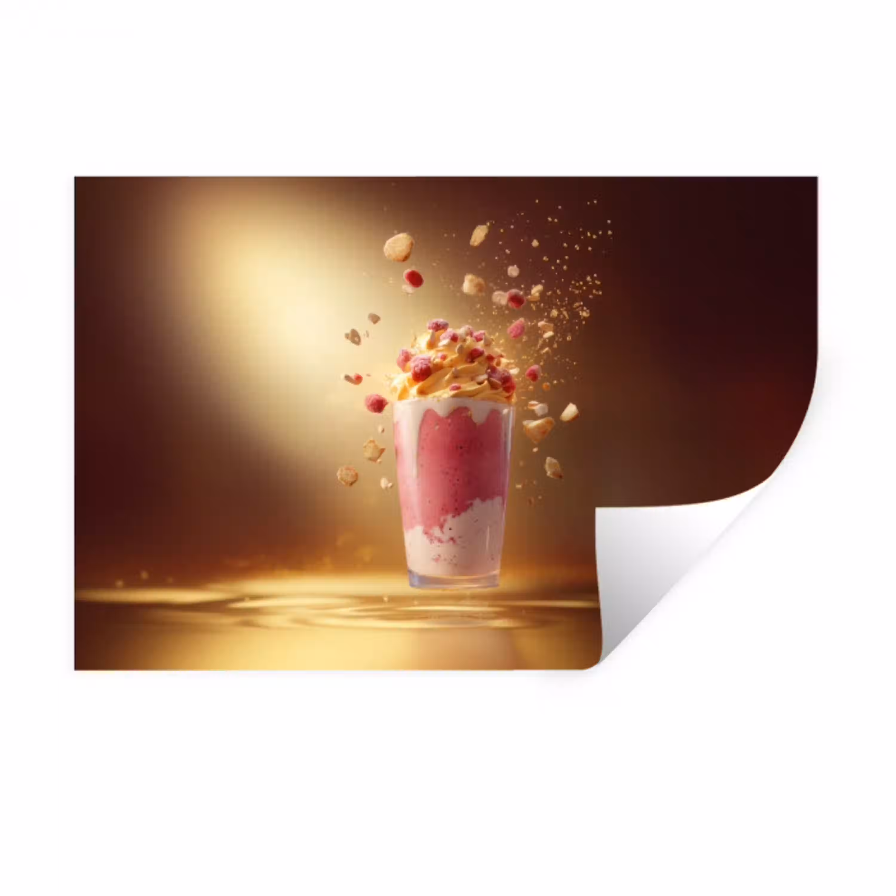 Framboos - Smoothie - Drinken - Roze Muursticker klein -3d