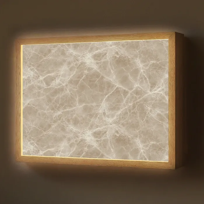 Bruin - Kristaladers - Marmer Light Box met batterij (Wandlamp) middel 907 -z3d_website
