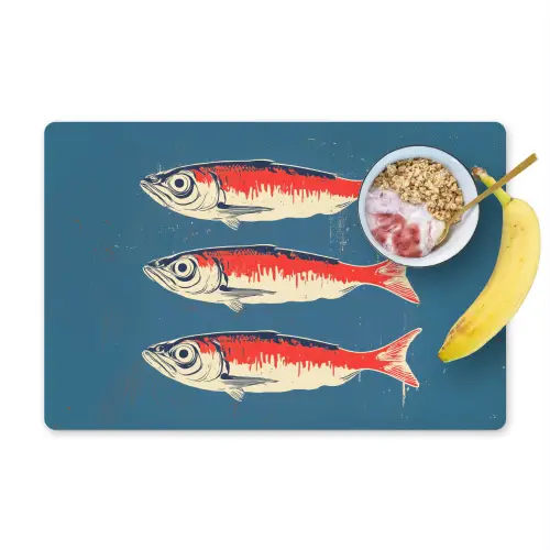 Vissen - Rood - Blauw Placemat vinyl groot -zzzproduct_Kitchenyeah-website