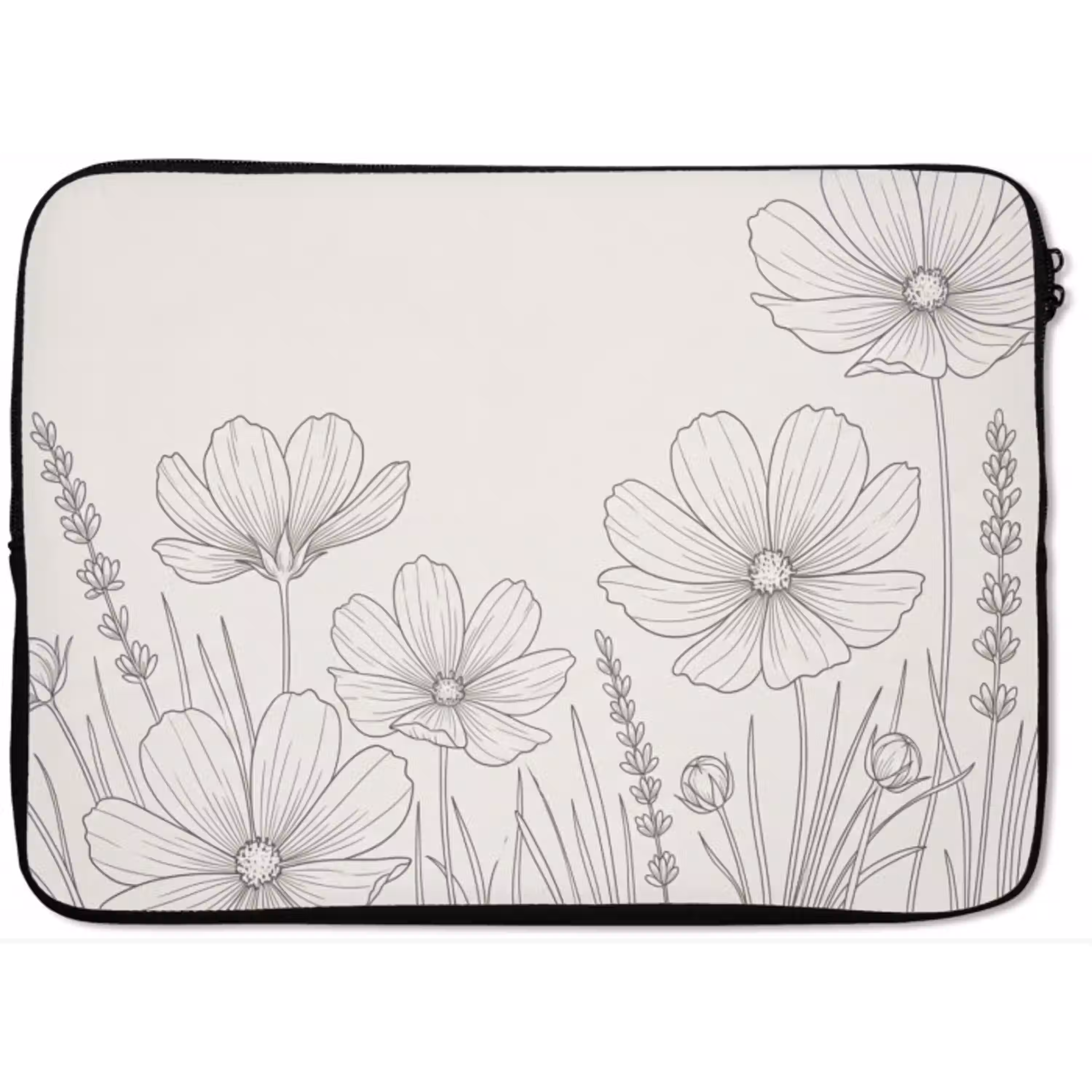 Minimalistisch - Modern - Bloemen - Beige laptophoes neopreen klein -zkaufland3dotto