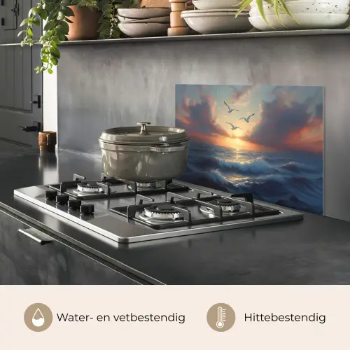 Meeuwen - Zonsondergang - Zee - Wolken keuken achterwand spatscherm klein -usp_NL