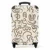Donkerbruine abstracte vormen op beige NBS - Handbagage koffer - Volwassenen Unisex middel -productfoto_recht