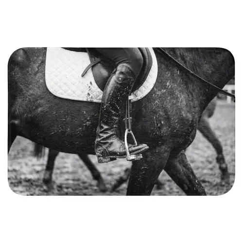 Paard - Sport - Zwart - Wit Badmat klein -3d