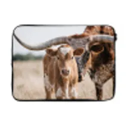 Texas Longhorn - Kalf - Weide - Dieren laptophoes neopreen klein -3d